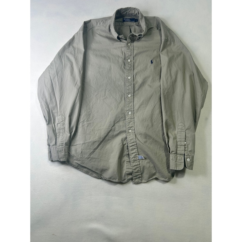 Polo Ralph Lauren Mens XL‎ Khaki Tan Cotton Twill Button Down Long Sleeve Shirt